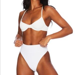 Beach riot ribbed Camilla white bikini top